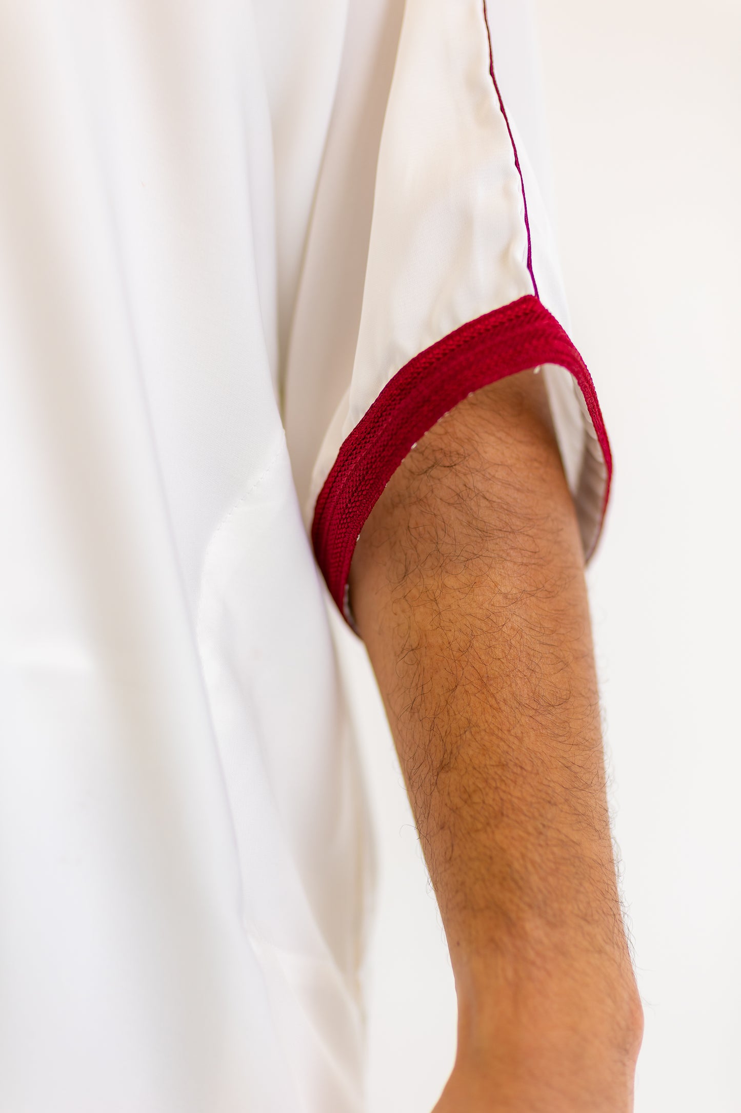 White Maroon Moroccan Thobe