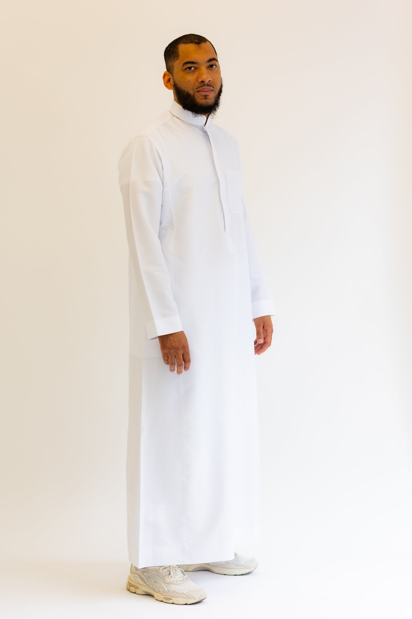 White Saudi Collared Thobe