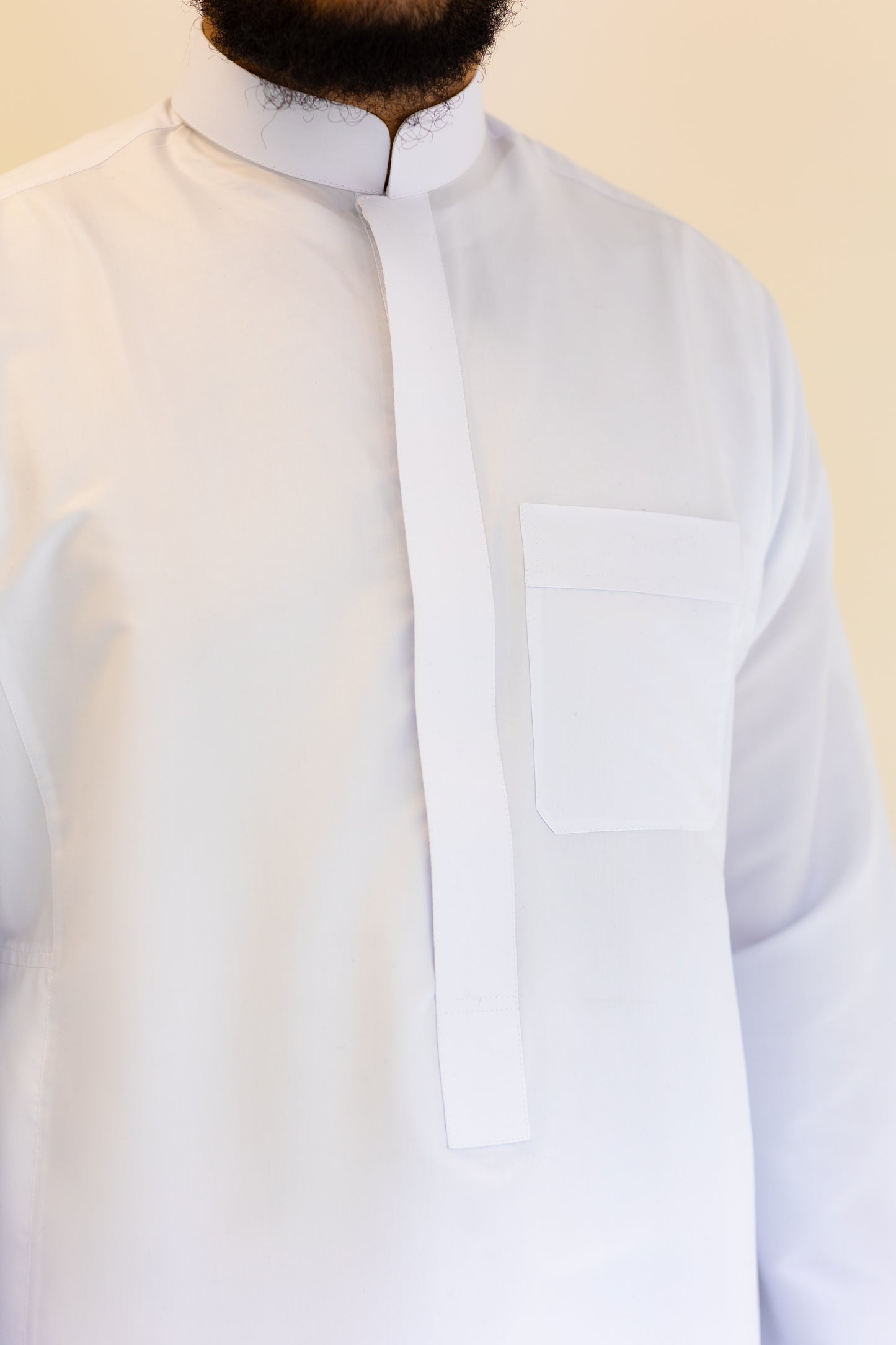White Saudi Collared Thobe