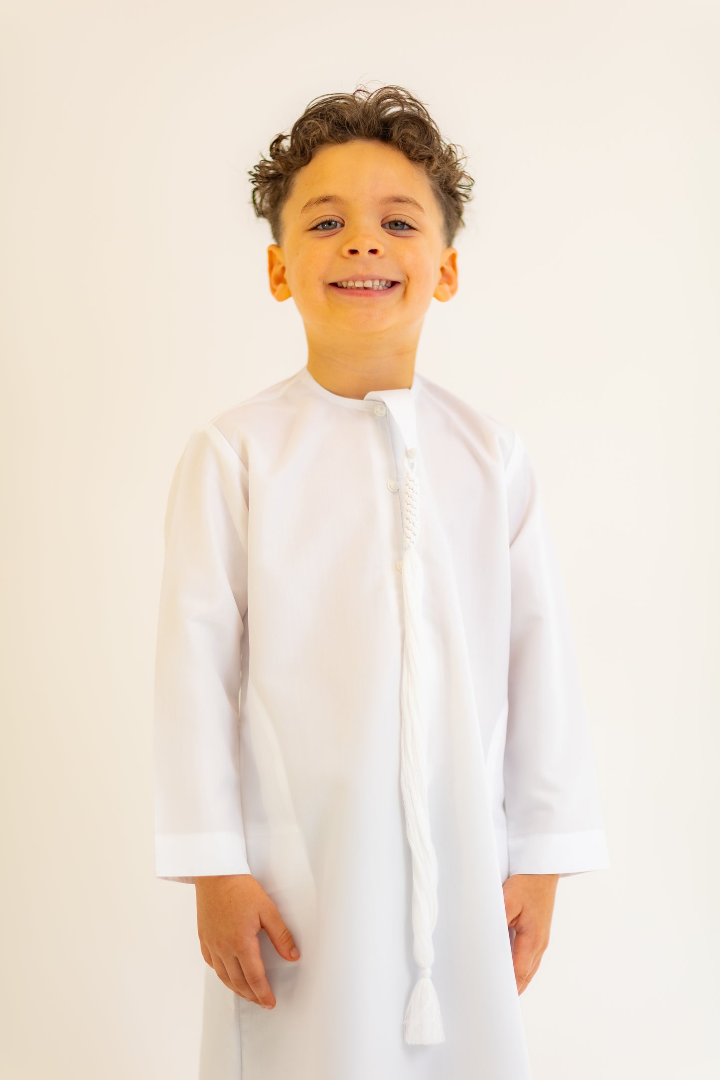 Kids White Collared Thobe