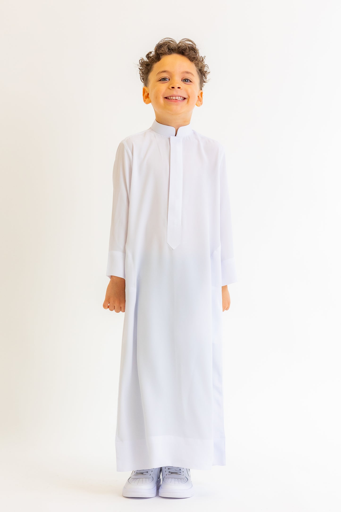 Kids White Collared Thobe